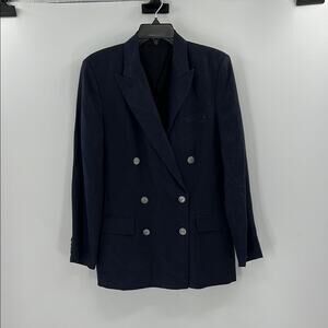 Alex Mill Women's Bre Double Breasted Blazer in Linen - Dark Navy - XS - NWT